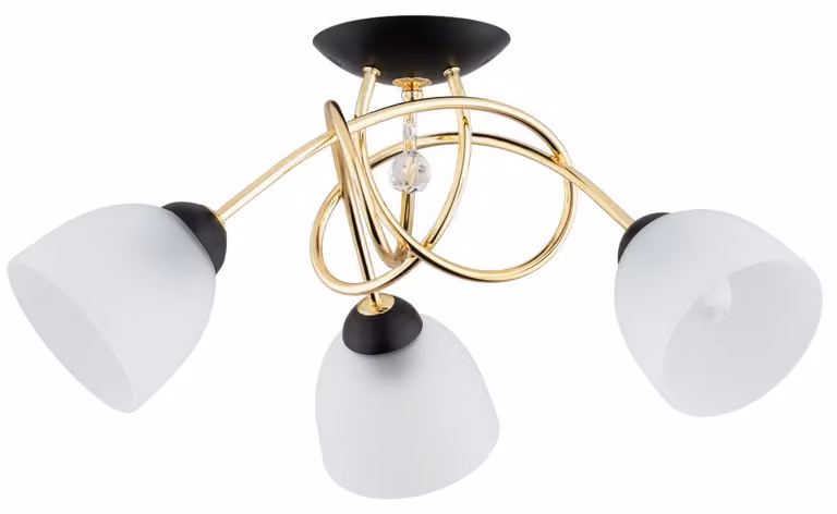 Lampada da soffitto MODENA oro-nero-bianco 3xE27x15W in metallo, dimensioni: 30x50x60 cm, IP20, Alfa