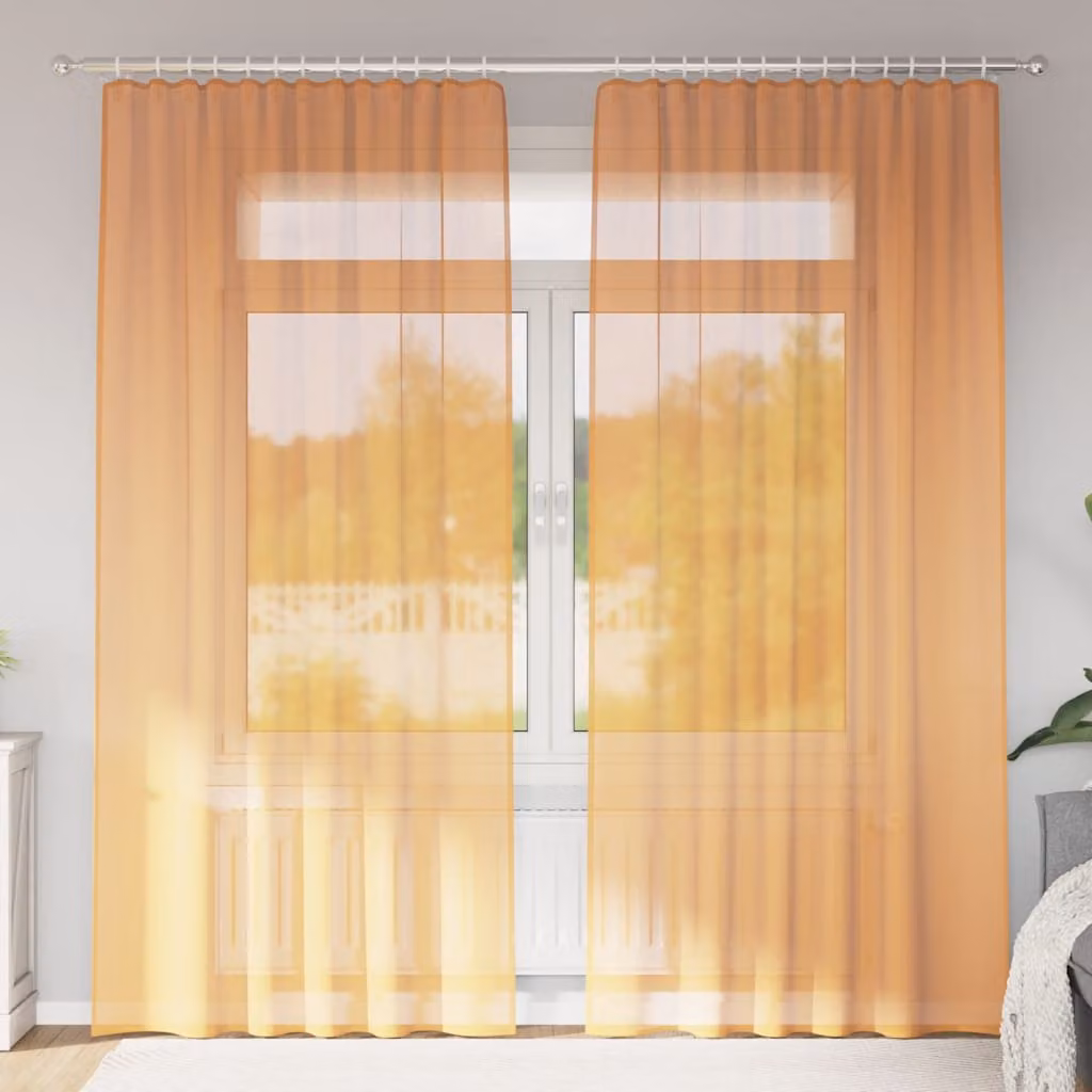Set di 2 tende in voile semi-trasparenti vidaXL arancioni con tasche per asta in poliestere