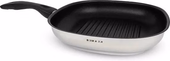 Grillpan Induttivo 28 cm - Piatto da Cottura e Piatto per Steak in Acciaio Inossidabile