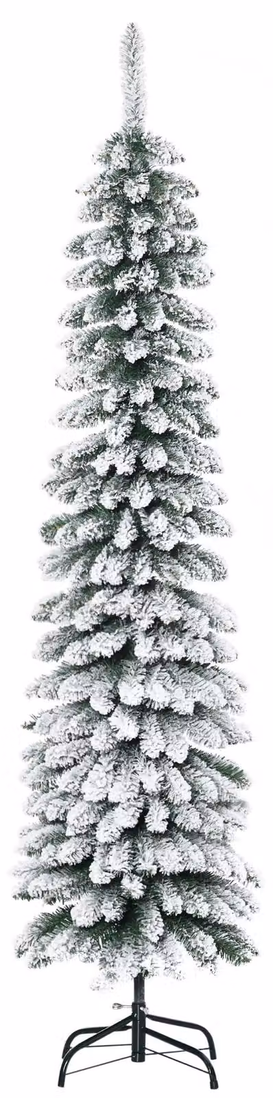 Albero di Natale artificiale, con decorazioni, altezza 180 cm, modello sottile, colore verde/bianco | Colore: Verde/Bianco | Dimensioni: 46x46x180 cm