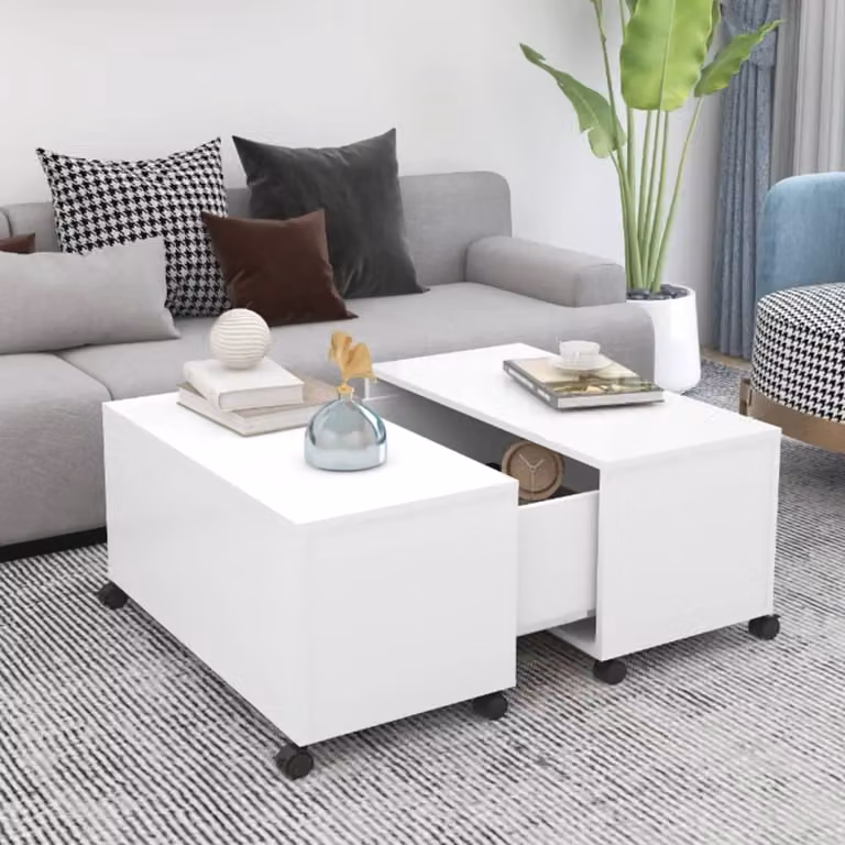 Maison Exclusive - Tavolino bianco 75x75x38 cm Materiale ligneo