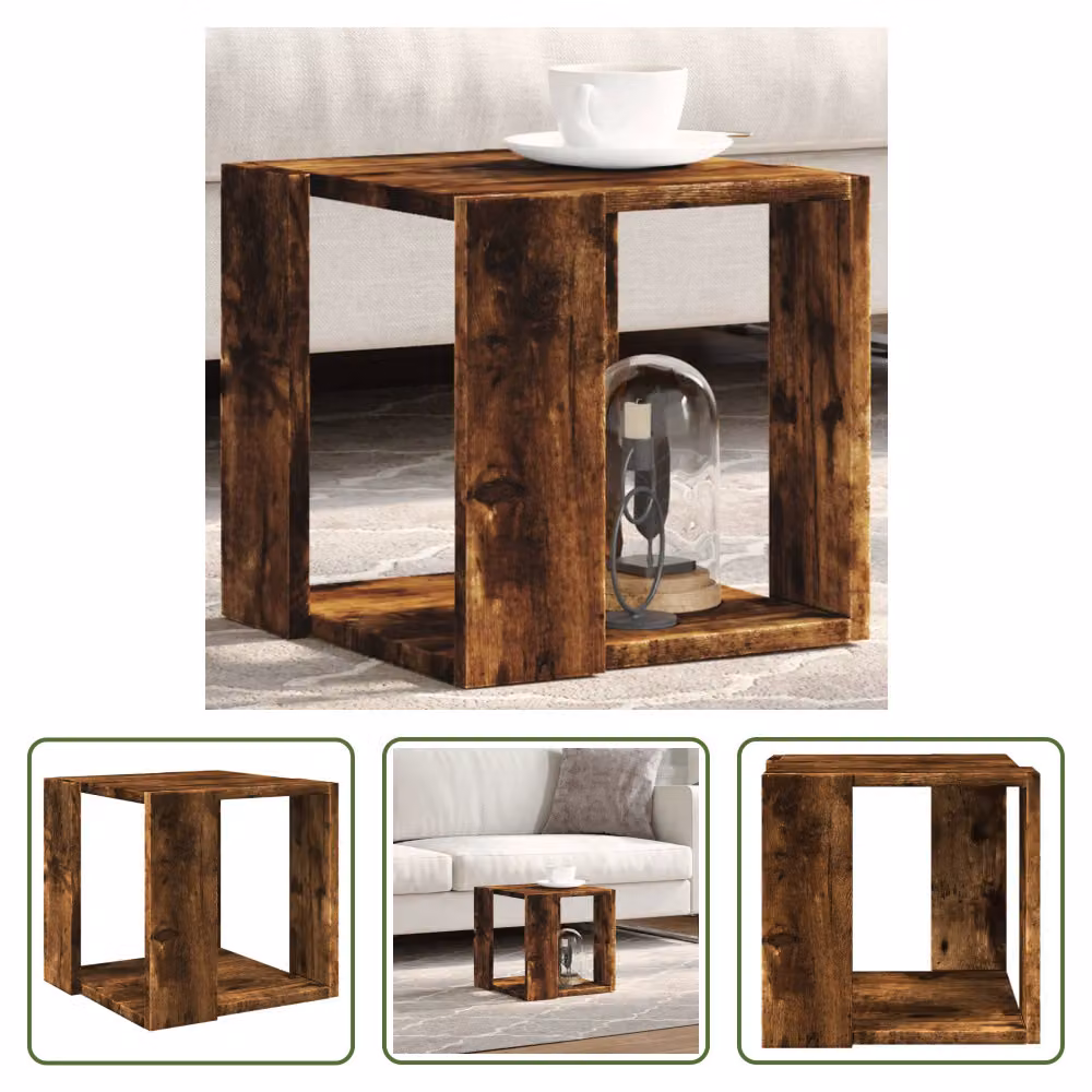 The Living Store tavolino in rovere fumé 32x32x30 cm materiale a base di legno