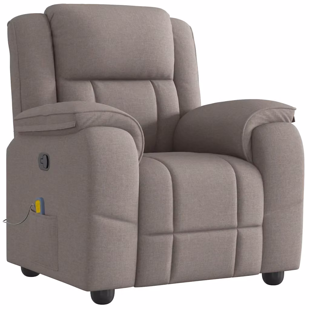 Poltrona Relax Reclinabile vidaXL in Tessuto Beige e Grigio con Braccioli e Reclinazione Manuale – 2
