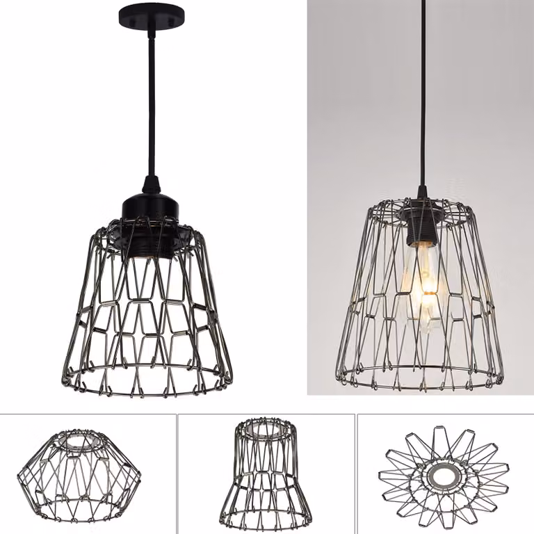 Lampada a sospensione E27, stile retrò, con paralume in metallo, deformabile e con altezza regolabile. Lampada da soffitto ideale per sala da pranzo, soggiorno o ristorante (senza lampadina LED)
