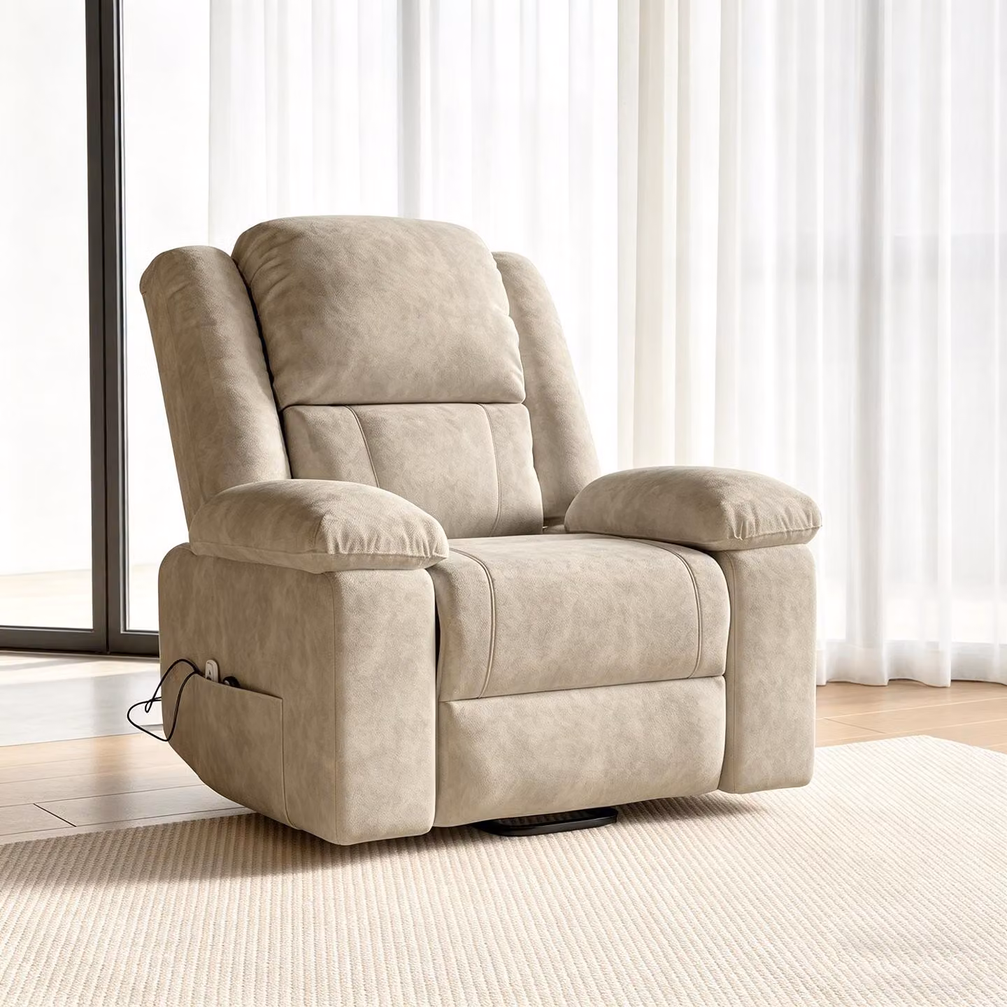 Poltrona reclinabile elettrica INONEFT, con funzione di massaggio, riscaldamento, poltrona massaggiante, poltrona relax con schienale, inclinazione regolabile, colore marrone