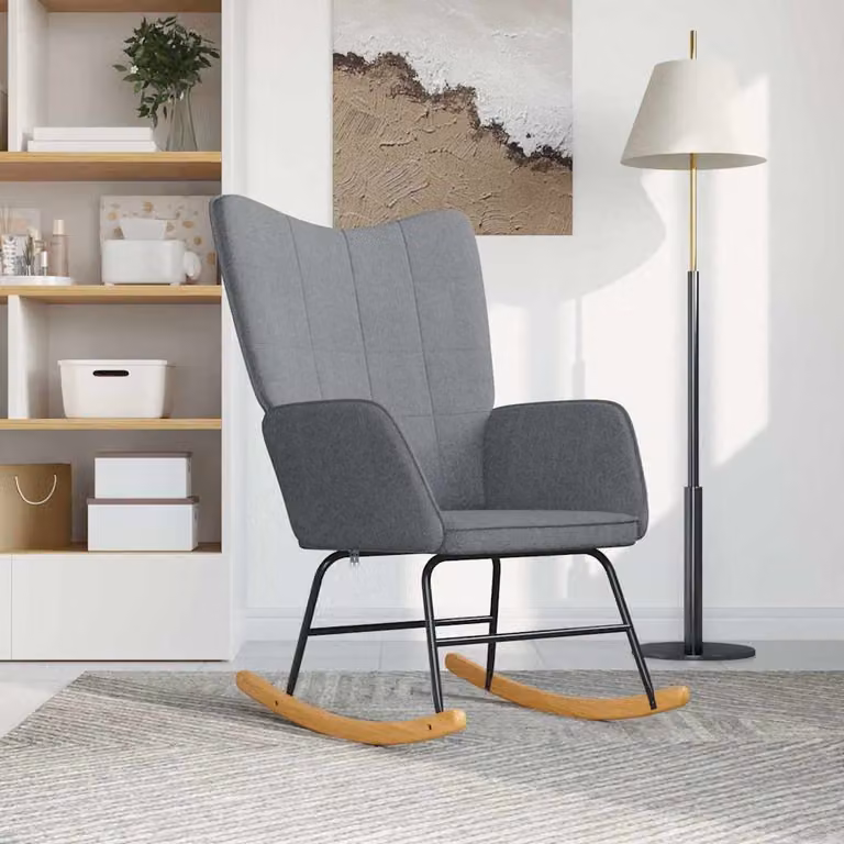 Sedia a dondolo vidaXL moderna in tessuto grigio chiaro per adulti