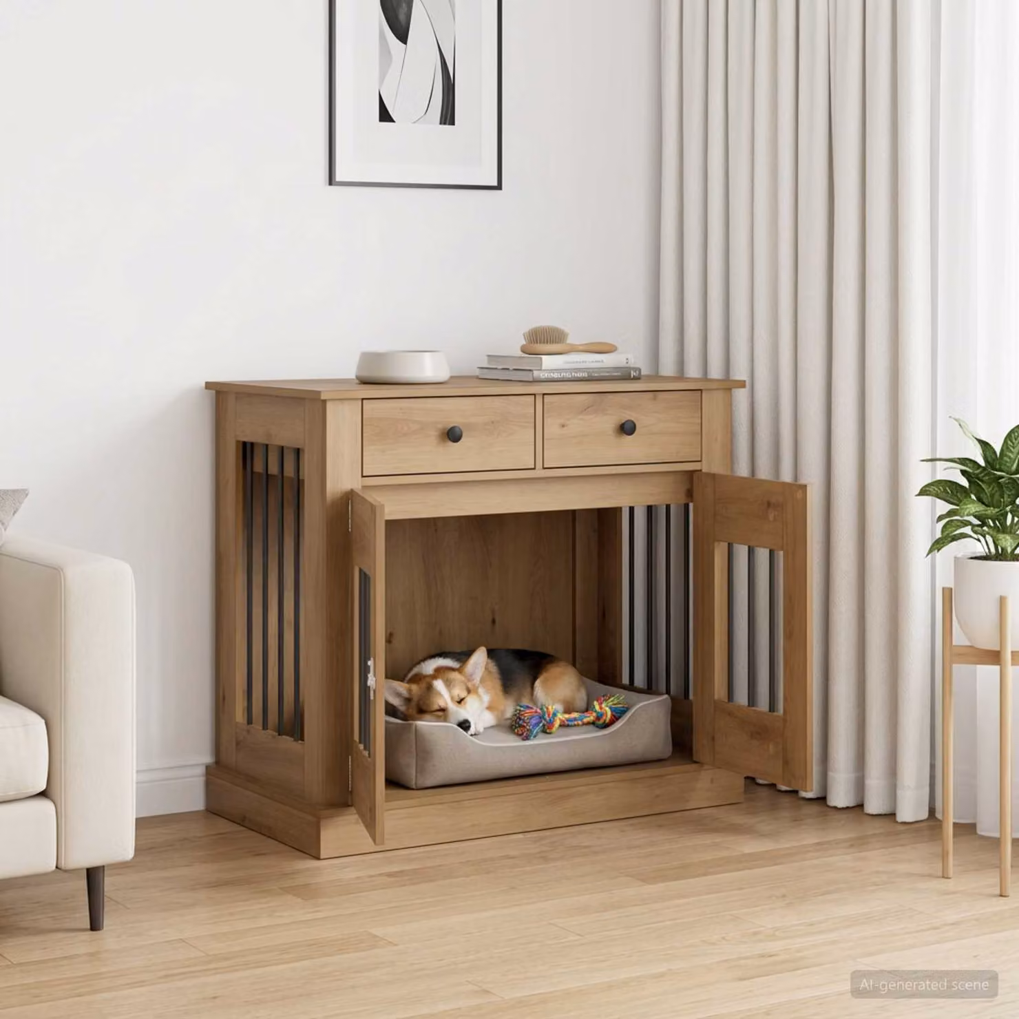 Mobile da cassa per cani vidaXL in stile moderno, colore marrone, L 90 cm x P 47,5 cm x H 80 cm