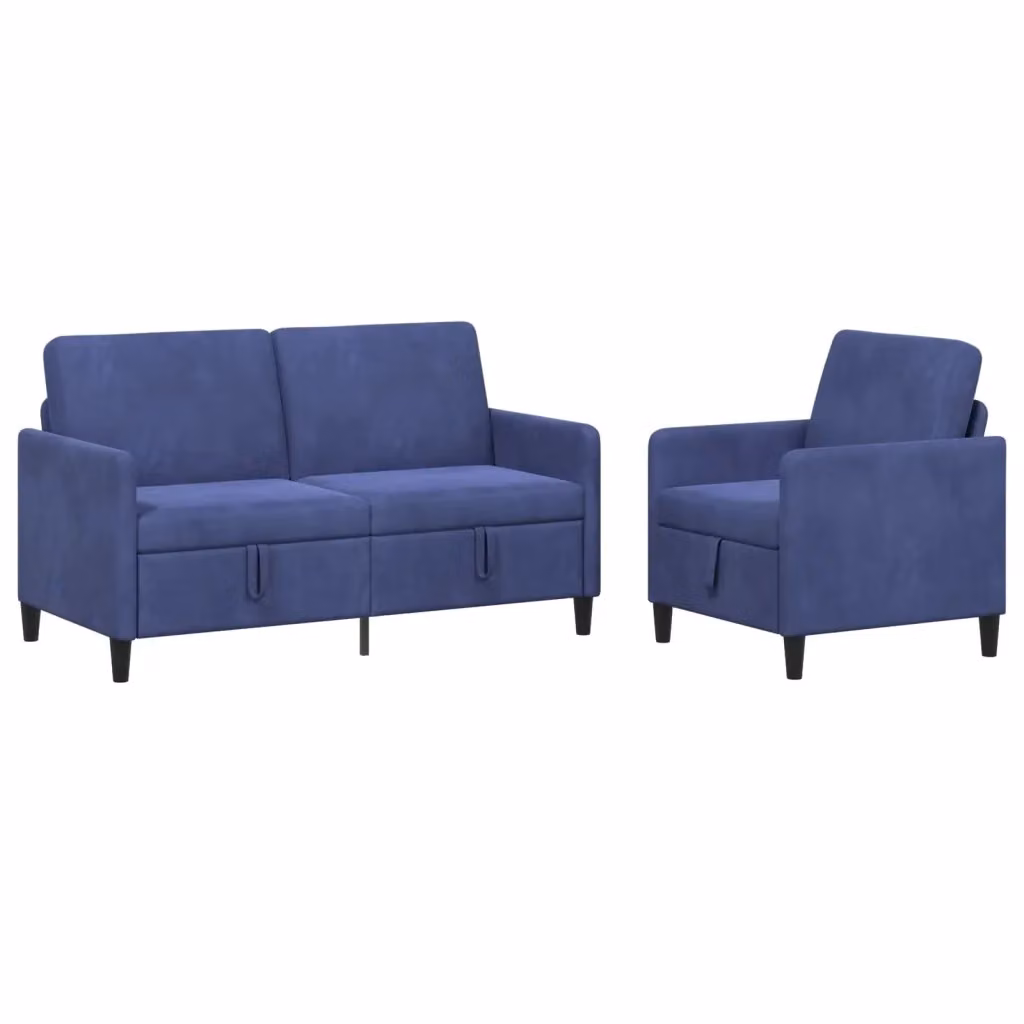 Set di 2 Divani Moderni vidaXL con Contenitore e Seduta Sollevabile, Blu – 2
