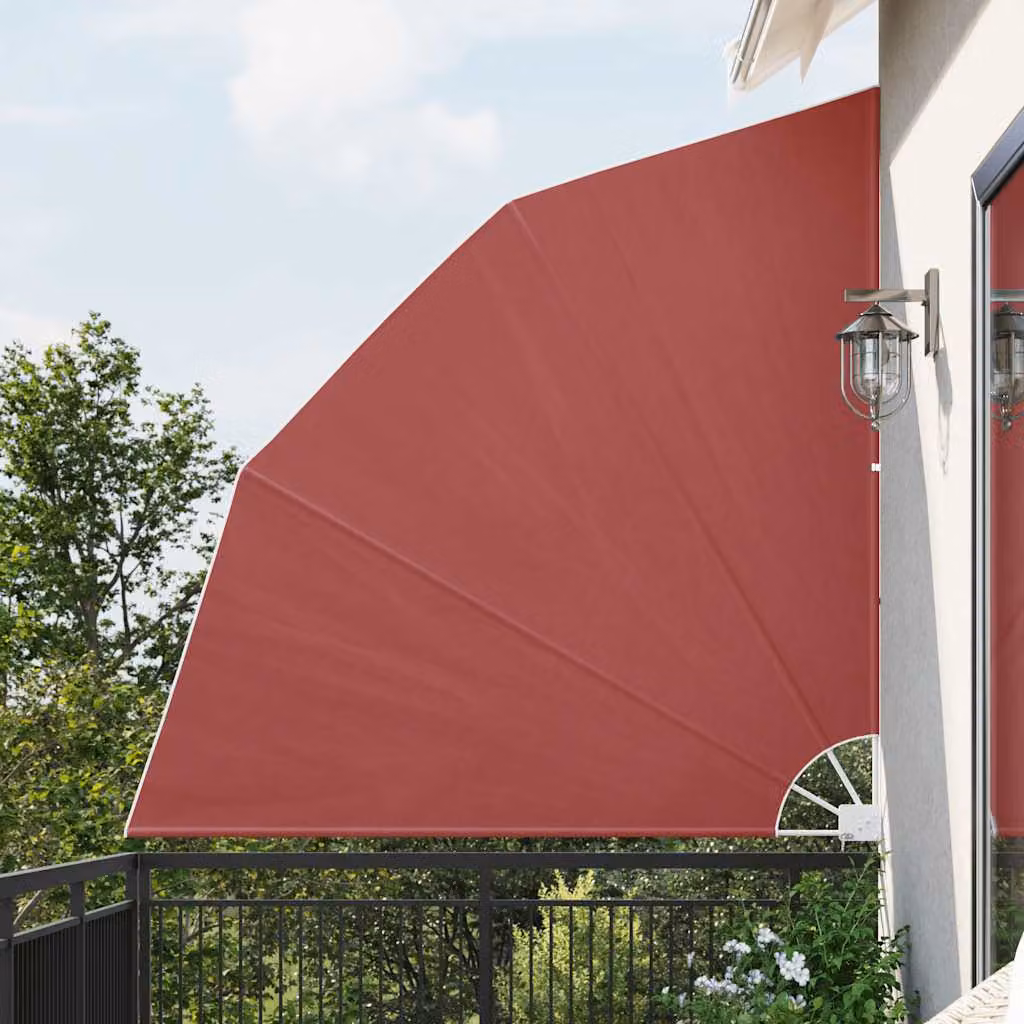 vidaXL Tenda Laterale Pieghevole per Balcone in Poliestere e Acciaio, Colore Arancione/Rosso, L/P: 210 x 210 cm