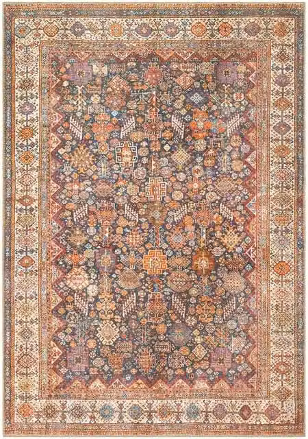 Tappeto Pierre Tappeti Oriental Sarouk Blu Multicolore con disegno persiano classico in stile vintage, lavabile, L: 190 cm x P: 290 cm