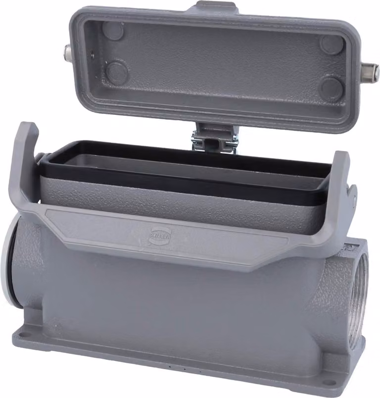 HARTING Han 24B Base alta, 1xM40 uscita cavo laterale, con 1 staffa longitudinale con cappuccio protettivo in metallo - 1 pezzo