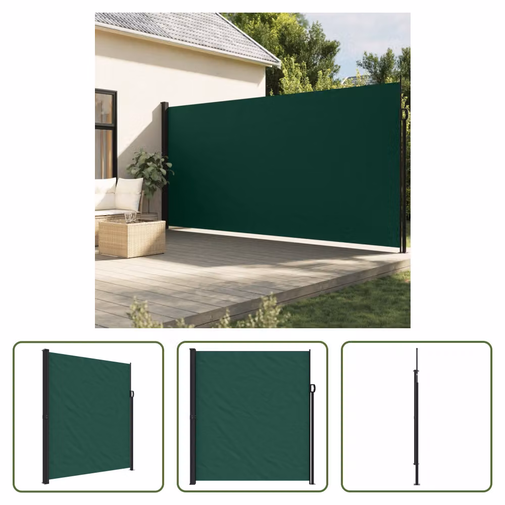 The Living Store Tenda laterale estensibile Verde scuro 220x300 cm