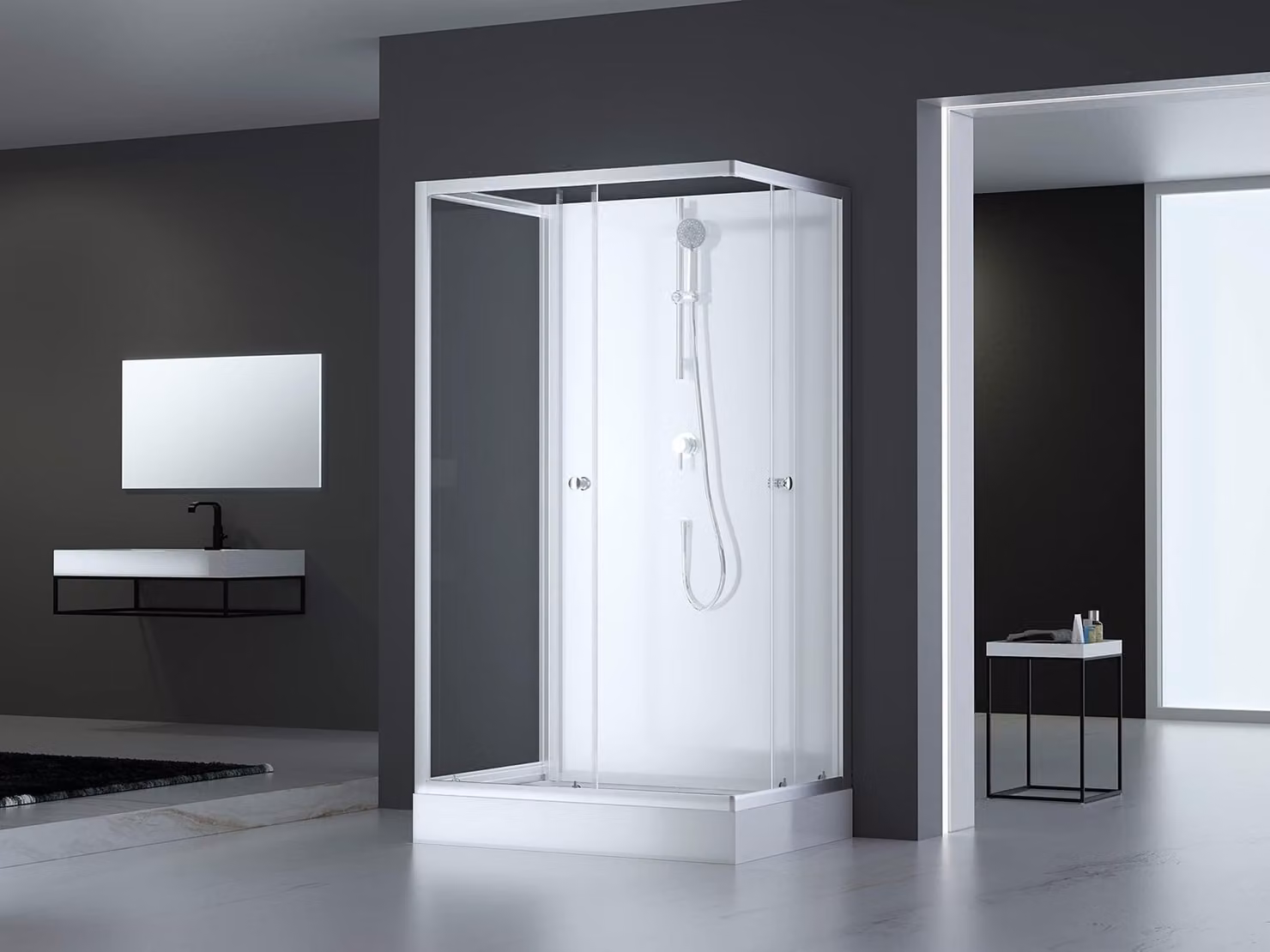 Doccia completa MARWELL Doccia completa White Dream 80 x 110 x 200 cm - set completo incl. piatto doccia e rubinetto - installazione reversibile