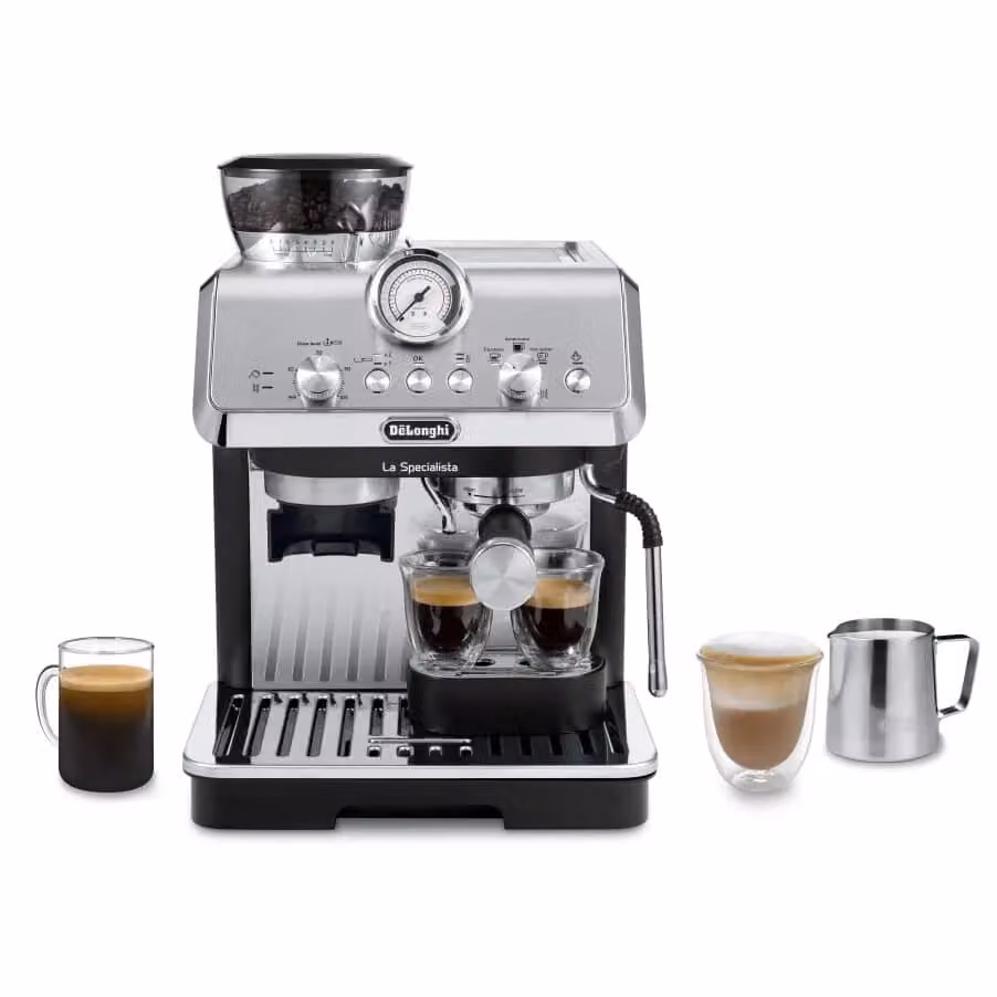 De'Longhi La Specialista Arte EC9155.MB Macchina per caffè manuale per chicchi e macinato, Colore Nero e Argento, 1400 W, 15 bar, Serbatoio 1,7 l – 2