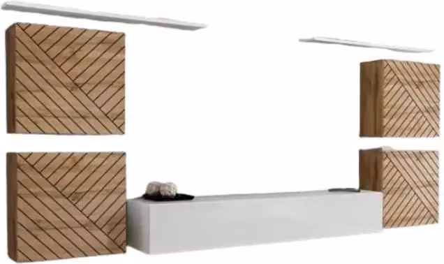 Set di mobili da soggiorno SWITCH IV Meublorama in quercia wotan e bianco lucido – 1