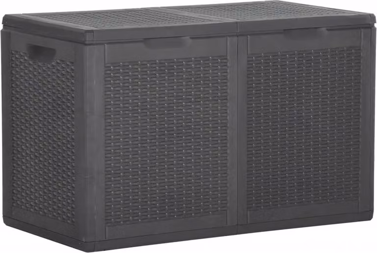 The Living Store Contenitore da giardino 180 L nero PP Rattan