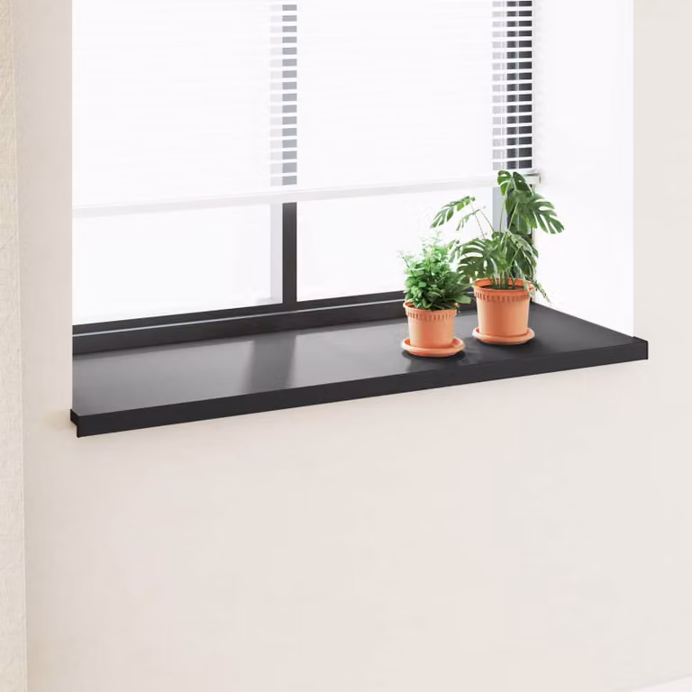 Soglia della finestra vidaXL in PVC nero con venature del legno L: 140 cm, P: 50 cm, H: 4,5 cm