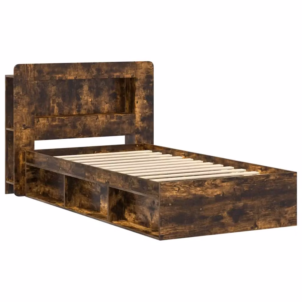 Letto con contenitore e cassetti vidaXL in legno Rovere Fumo L 200 x P 80 x H 93,5 cm – 2