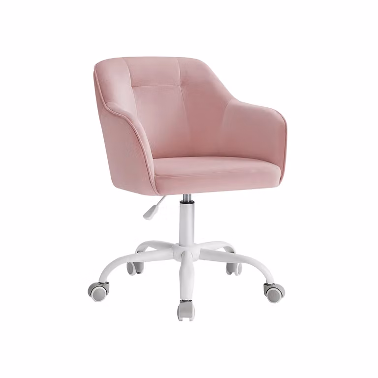 Sedia da Studio di Tessuto Cotone-lino Grigio, Rosa Gelatina