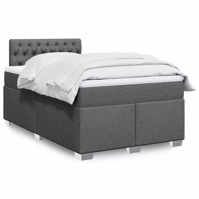 vidaXL Giroletto a Molle Ibrido con Materasso in Tessuto Grigio e Bianco L/P/H: 120 x 200 cm