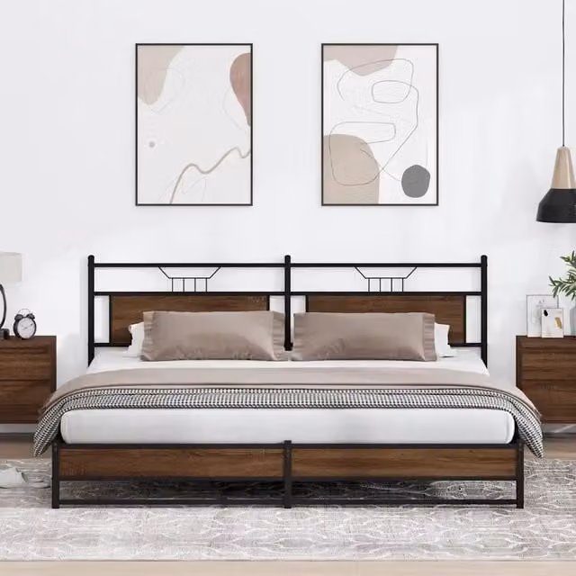 Giroletto vidaXL in metallo e MDF color rovere marrone L: 193 cm, P: 203 cm – 1