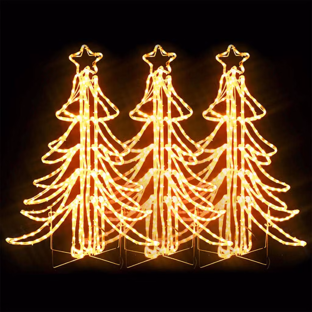 Alberi di Natale a LED 3 pz. Pieghevole Bianco caldo 87x87x93 cm