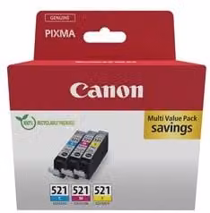 Multipack di cartucce inchiostro Canon Linea CLI-521 Ciano, Magenta e Giallo 2934B015