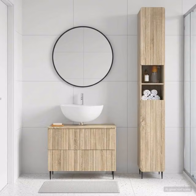 Set di Armadi da Bagno da 2 Pezzi ZWOLLE Rovere Sonoma 3417515