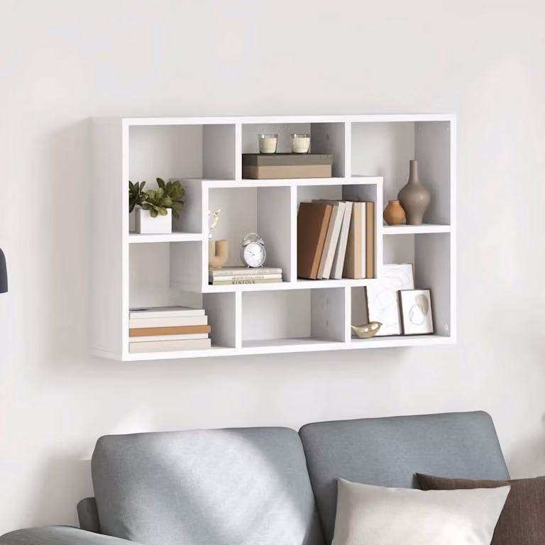 Scaffale a Parete Moderno vidaXL in Legno Multistrato e MDF Bianco Opaco L: 85 cm, P: 16 cm, H: 52,5 cm