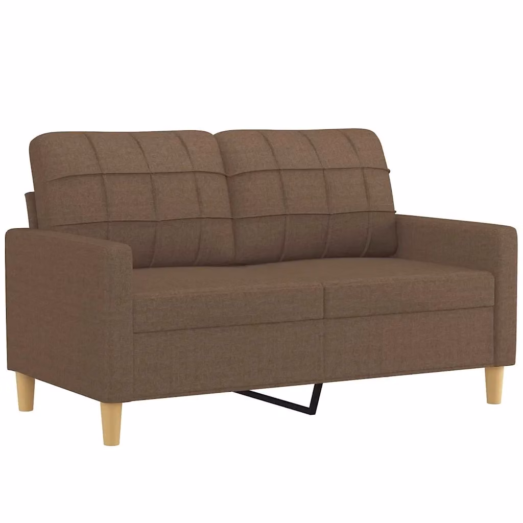 Divano moderno a 2 posti vidaXL in tessuto marrone con struttura in metallo e imbottitura in schiuma L: 138 cm, P: 77 cm, H: 80 cm – 2