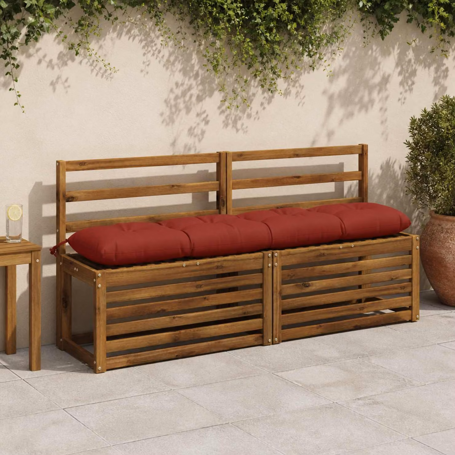 Cuscino per panchina vidaXL VIANEN rosso in poliestere con fodera rimovibile e resistenza UV L: 140 cm, P: 30 cm, H: 12 cm