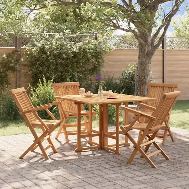 Set da Pranzo Pieghevole per Esterni 5pz Legno Massello di Teak 3096576