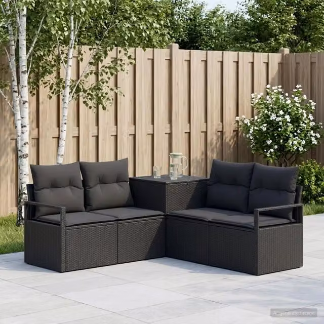 Set di divani 5 pz Nero 177 x 177 x 85 cm 3447791