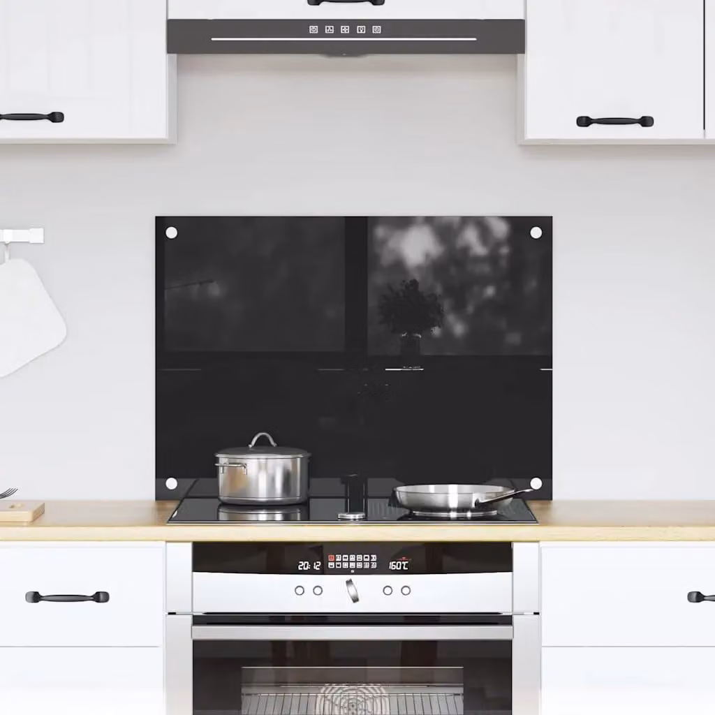 Schienale da cucina vidaXL in vetro temperato Nero L: 70 cm, H: 50 cm