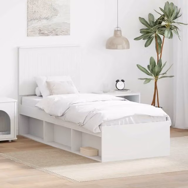 Struttura letto in pino massello bianco vidaXL L 190 x L 75 cm