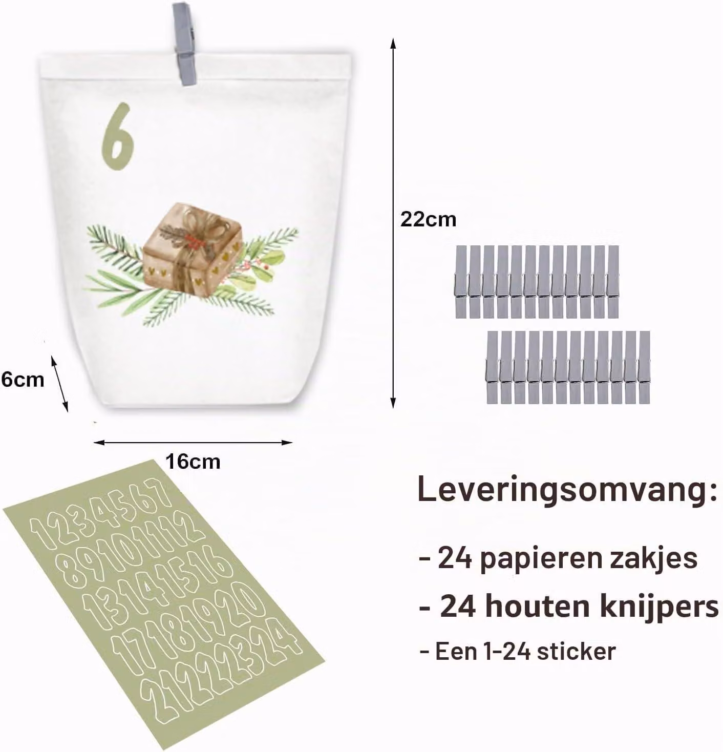 Calendario dell'Avvento da riempire - 24 calendari natalizi - Sacchetti regalo - Grandi, da riempire personalmente - Sacchetti di carta kraft - Sacchetti dell'Avvento da riempire