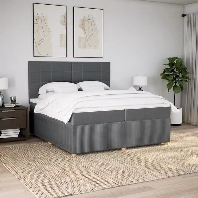 Letto Ibrido vidaXL con Materasso Grigio e Bianco, Struttura in Legno di Pino con Illuminazione Sotto il Letto e Porta USB, L/P: 200 x 200 cm – 1