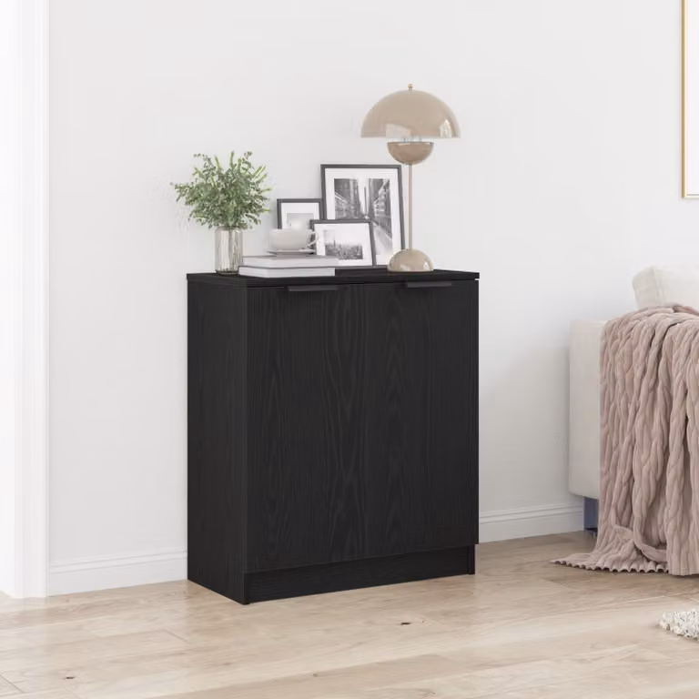 Credenza moderna vidaXL in legno MDF nero per soggiorno e sala da pranzo L 60 cm, P 30 cm, H 70 cm