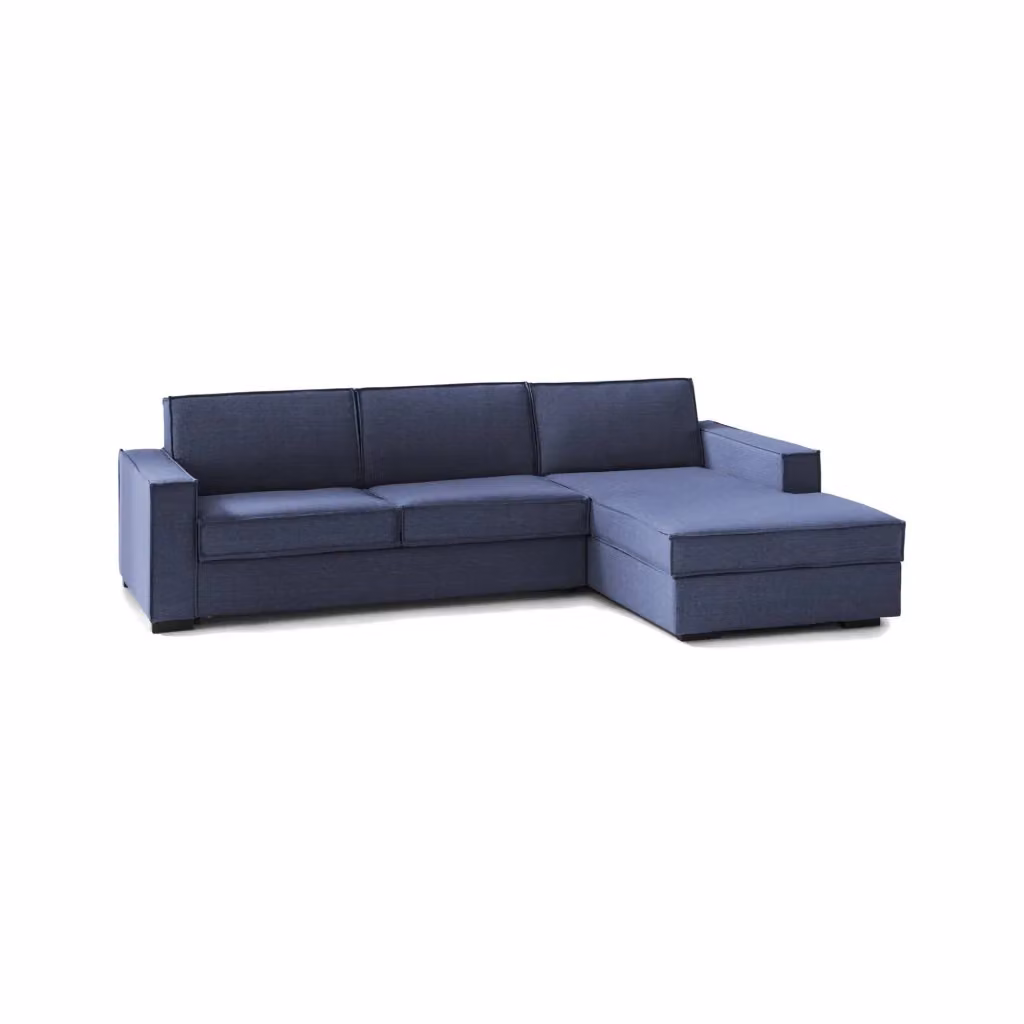 Divano con penisola Ametrino TALAMO ITALIA, modello moderno a L con coperture sfoderabili, colore blu, L/P/H: 280 x 95 x 90 cm – 2