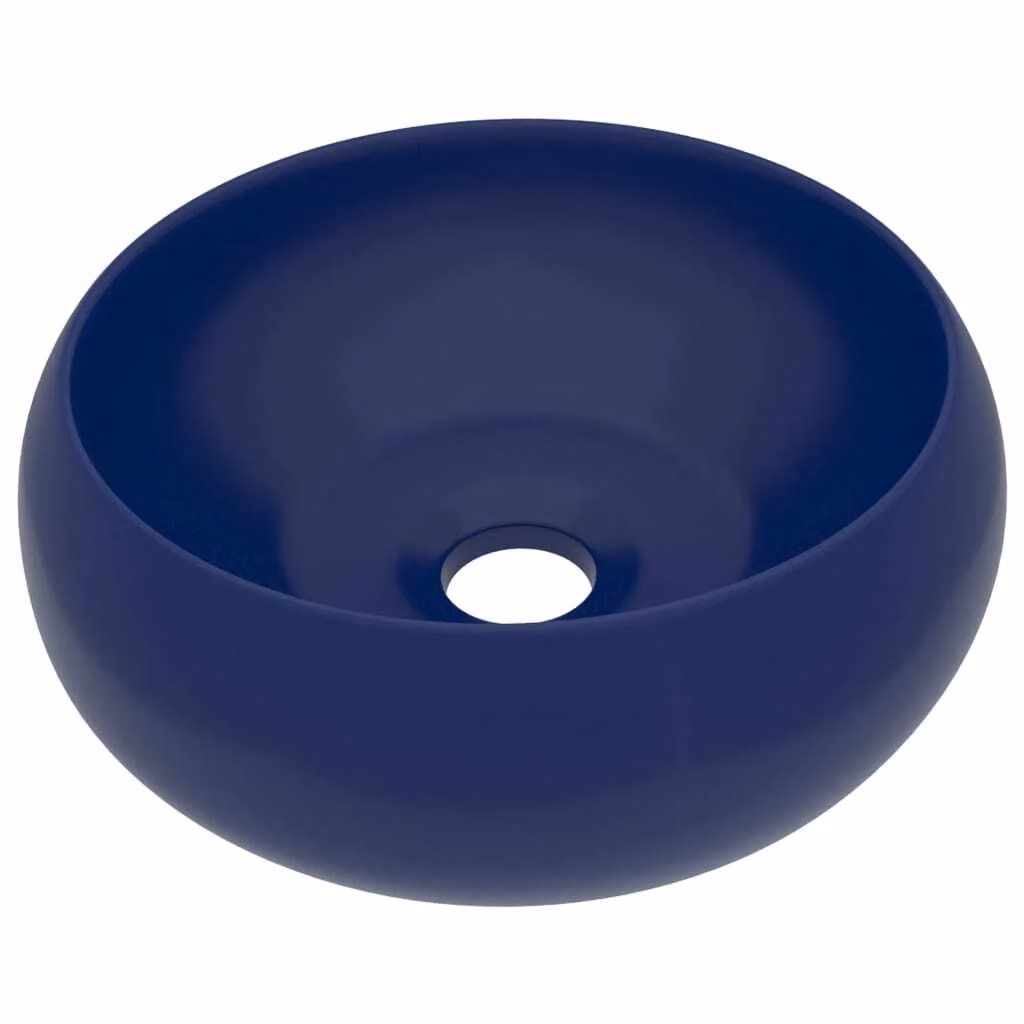 Lavandino Lusso Rotondo Blu Scuro Opaco 40x15 cm in Vetroceramica