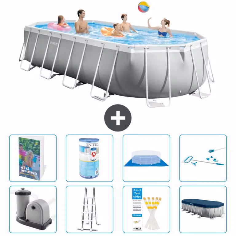 Piscina fuori terra ovale "Prism Frame" - 610x305x122 cm - 7 pezzi - Modello S542