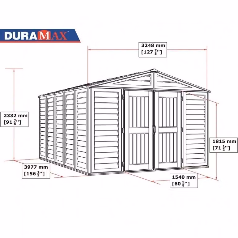 Casetta in PVC Duramax Premier WoodBridge Plus con doppia porta e finestre, L/P/H: 325 x 405 x 233 cm – 2