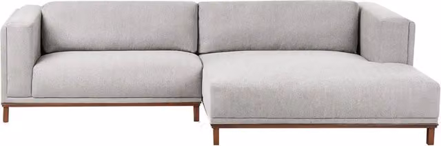Divano angolare sinistro BELIANI in tessuto grigio con gambe in legno, modello moderno a 4 posti per il tuo salotto