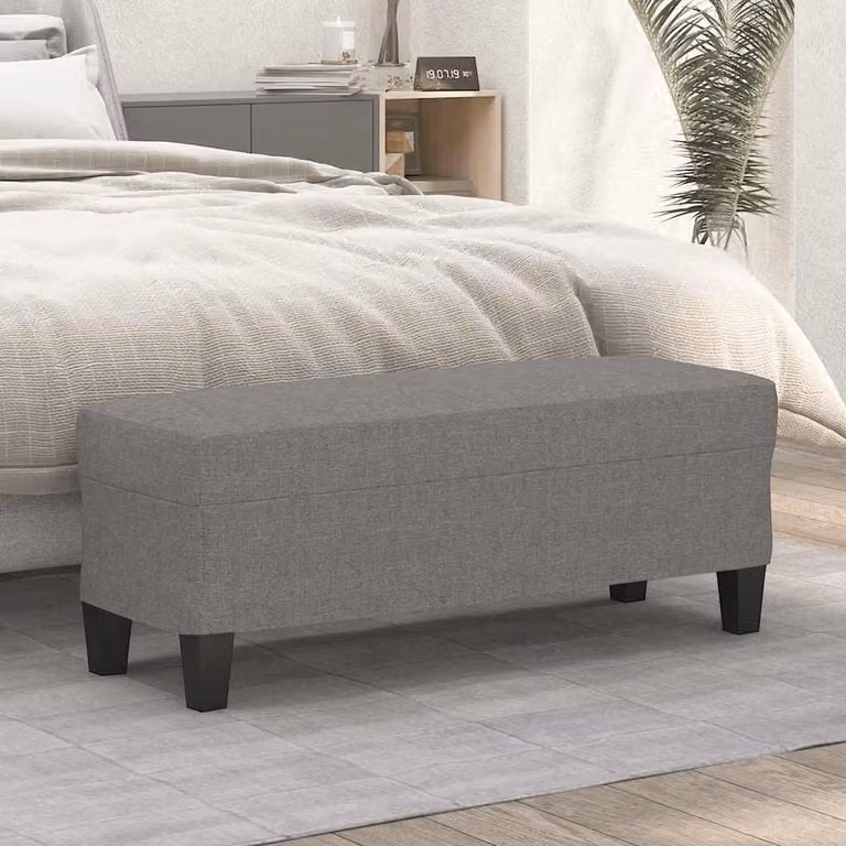 Panca vidaXL in tessuto grigio scuro con struttura in legno, L 100 x P 35 x H 41 cm