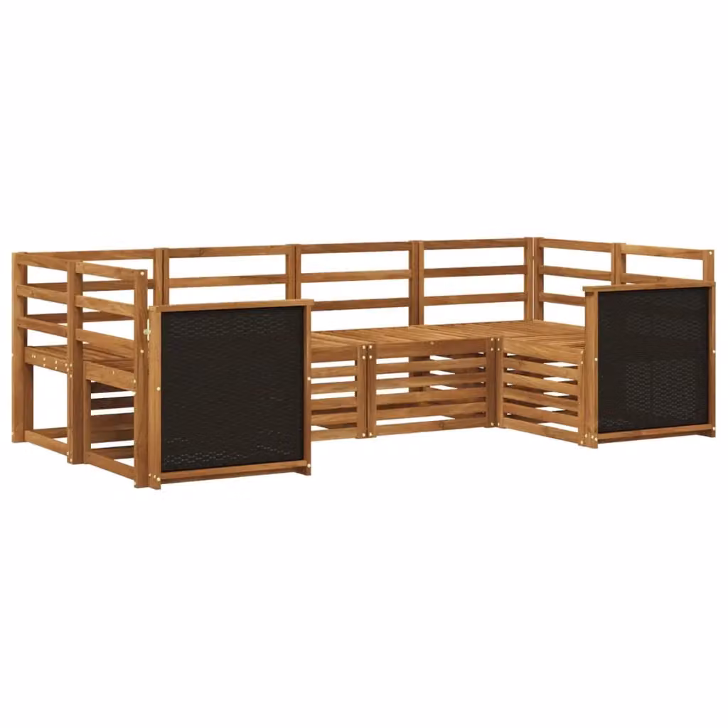 Set di divani da esterno a L vidaXL in legno di acacia massello marrone con cuscini inclusi – 2