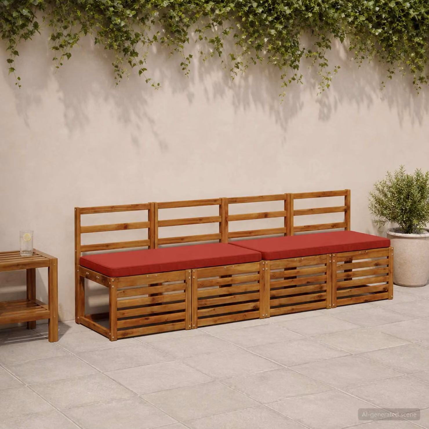 Set di 2 cuscini per panchina vidaXL VUGHT rossi in poliestere con rivestimento rimovibile e resistente ai raggi UV