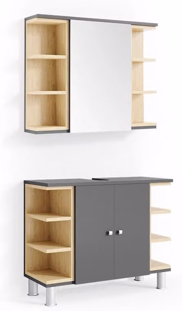 Set mobili bagno Aquis Antracite 2 pezzi Vicco