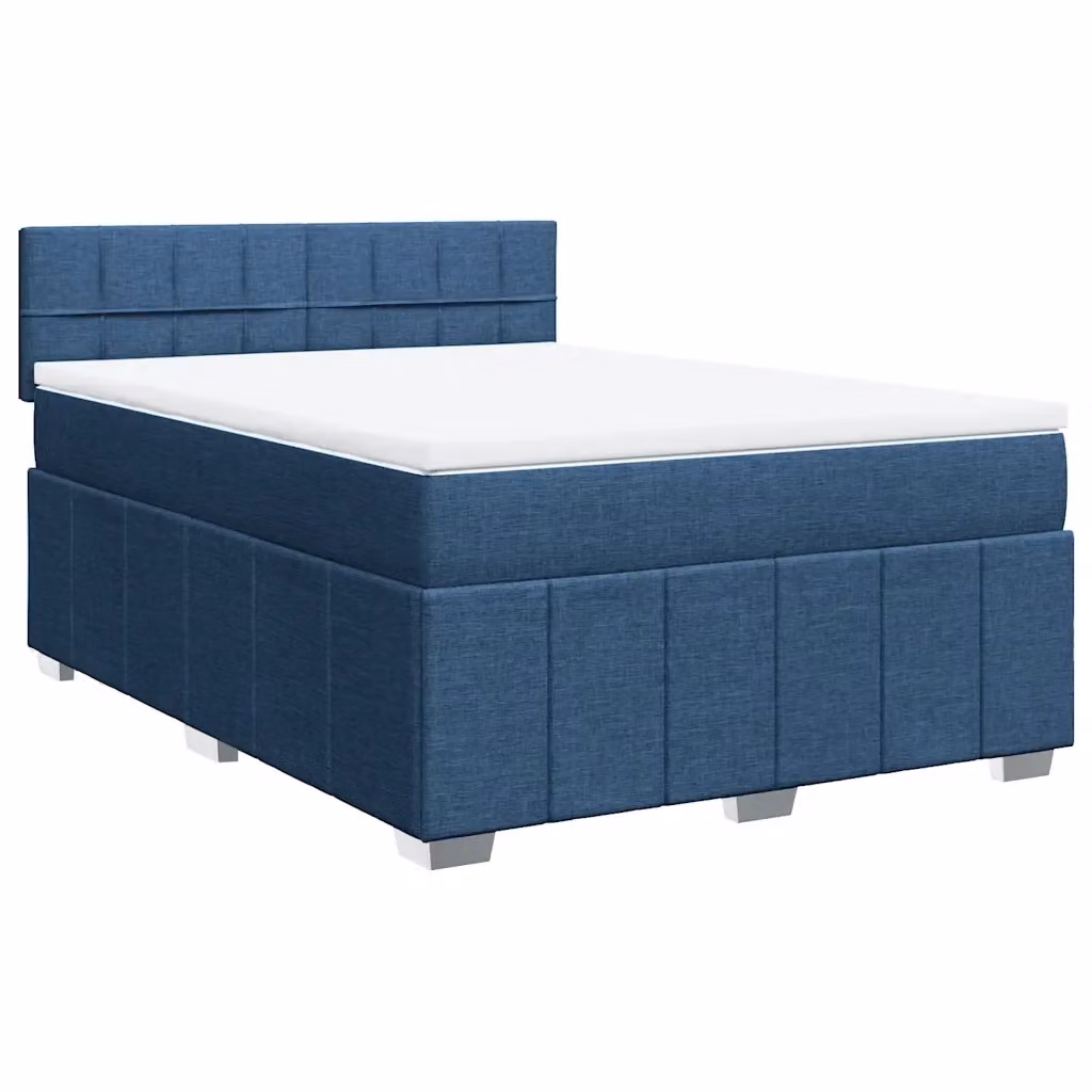 Letto Ibrido vidaXL con Materasso Blu e Bianco in Tessuto e Struttura in Legno di Pino L/P/H: 140 x 190 cm – 2