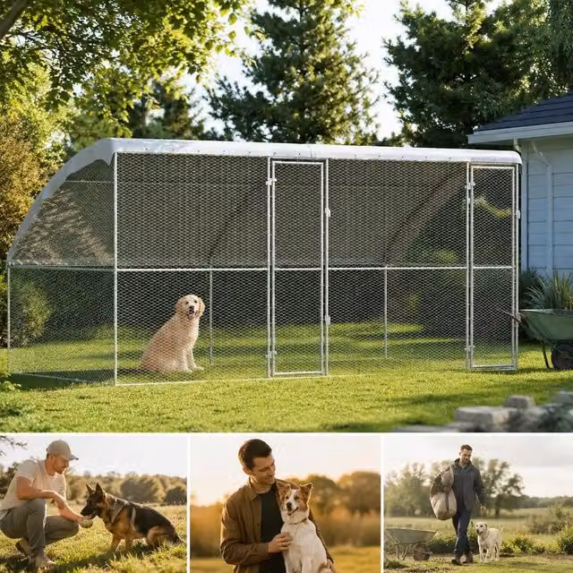 Chicken Cage, Silver, 400 X 200 X 198.5 Cm, Galvanized Steel