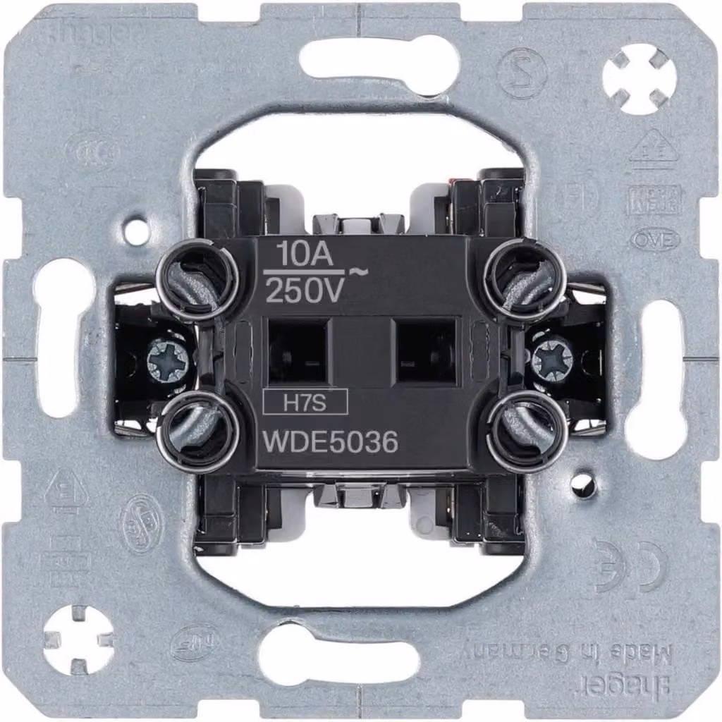 Hager Pulsante di ricambio WDE5036, inserto a bilanciere da incasso, 10 A